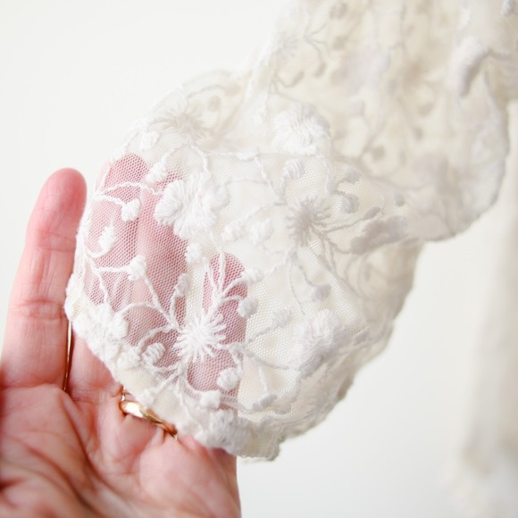 Sundance Romantic Lace Top M Ivory Embroidered Fairy Cottage Boho Festival Sheer - Picture 4 of 11